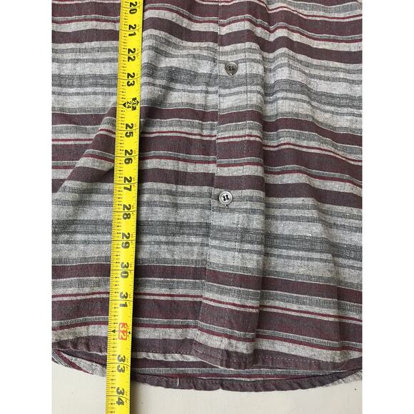 Iron Resin Striped XL Western USA Rodeo Canvas Work Chore Farm Button Up Shirt - Picture 14 of 15